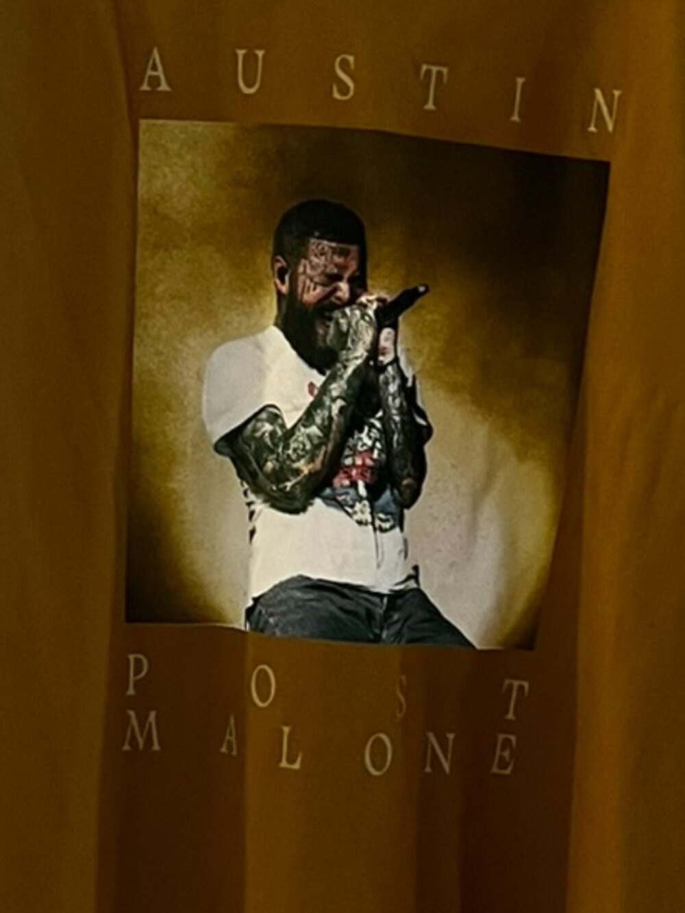 Post Malone Unisex  Mustard Yellow AUSTIN Graphic Tour Tee Shirt Sz XXL - Picture 6 of 6